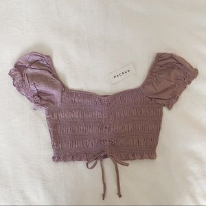 NWT Pacsun Lilac Eyelet Crop Blouse
